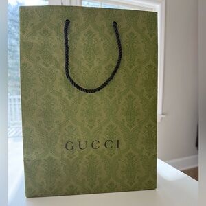 Designer empty shopping bag green 10x12”